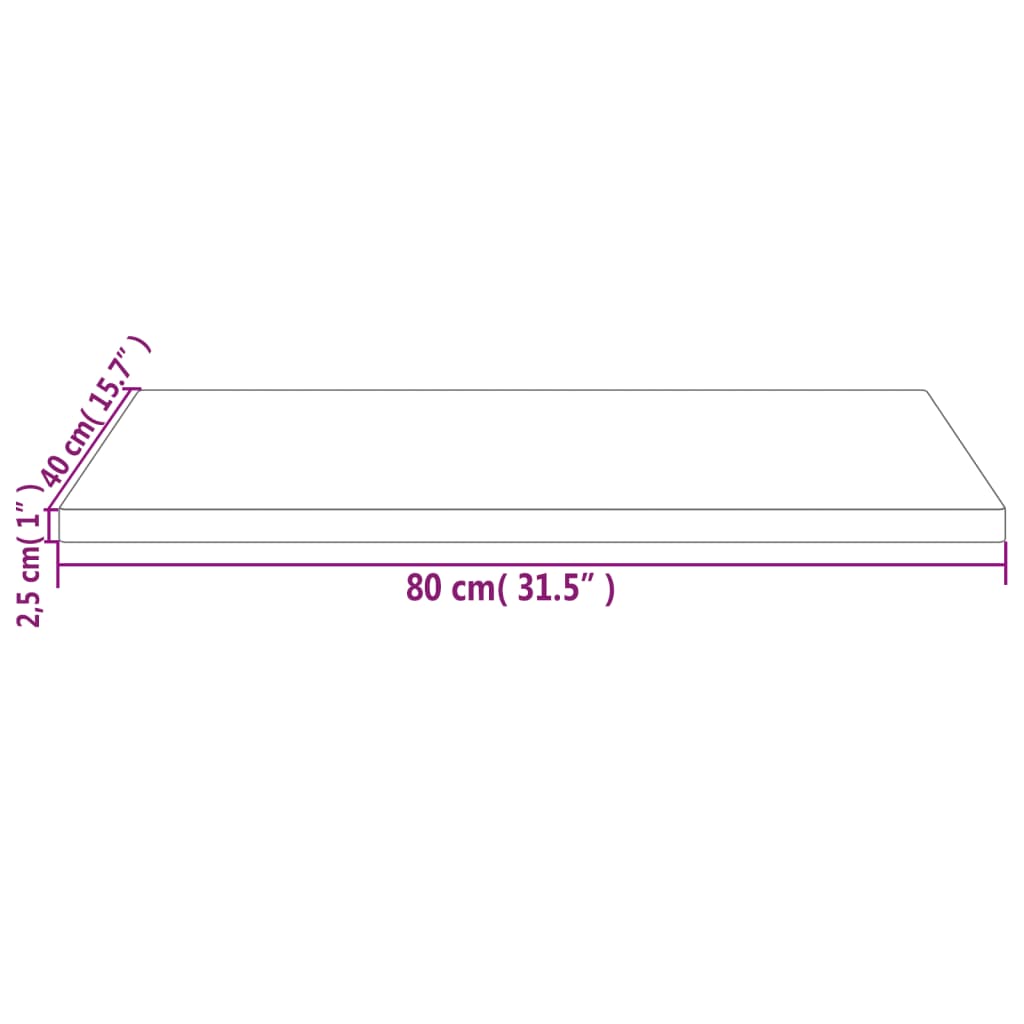 vidaXL Blat biurka, 80x40x2,5 cm, lite drewno sosnowe