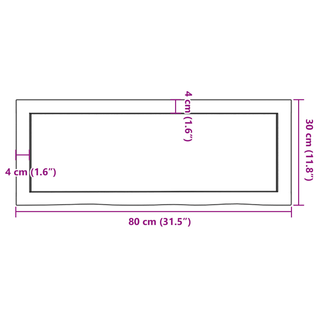 vidaXL Półka, brązowa, 80x30x(2-6) cm, lakierowane lite drewno dębowe