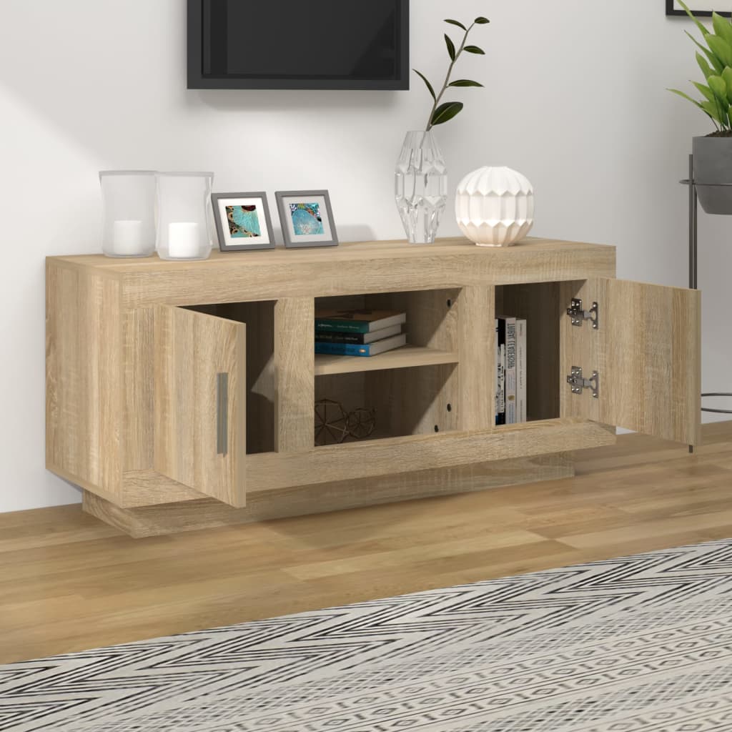 vidaXL Szafka pod TV, dąb sonoma, 102x35x45 cm materiał drewnopochodny