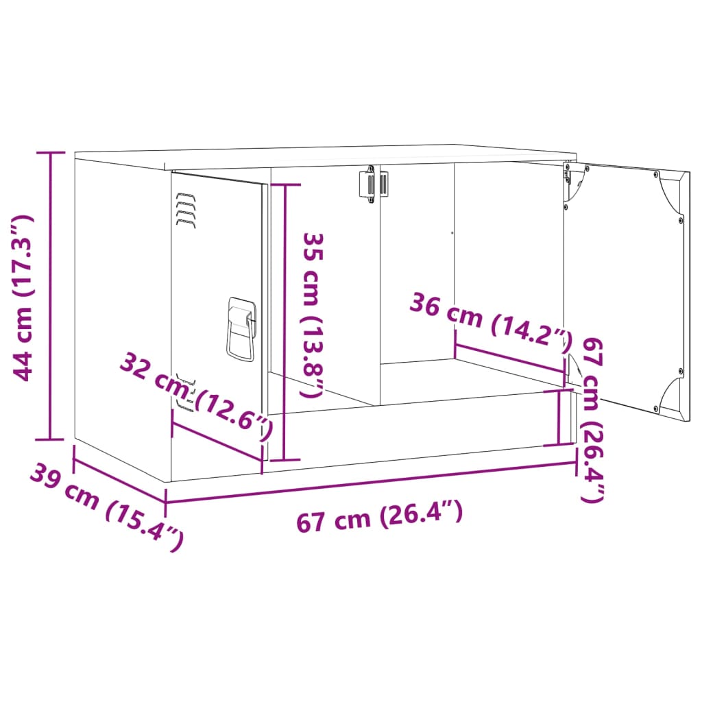 vidaXL Szafka pod telewizor, czarna, 67x39x44 cm, stalowa