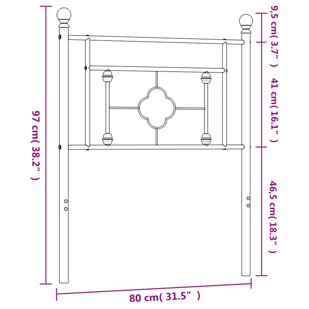 vidaXL Metalowe wezgłowie, białe, 75 cm