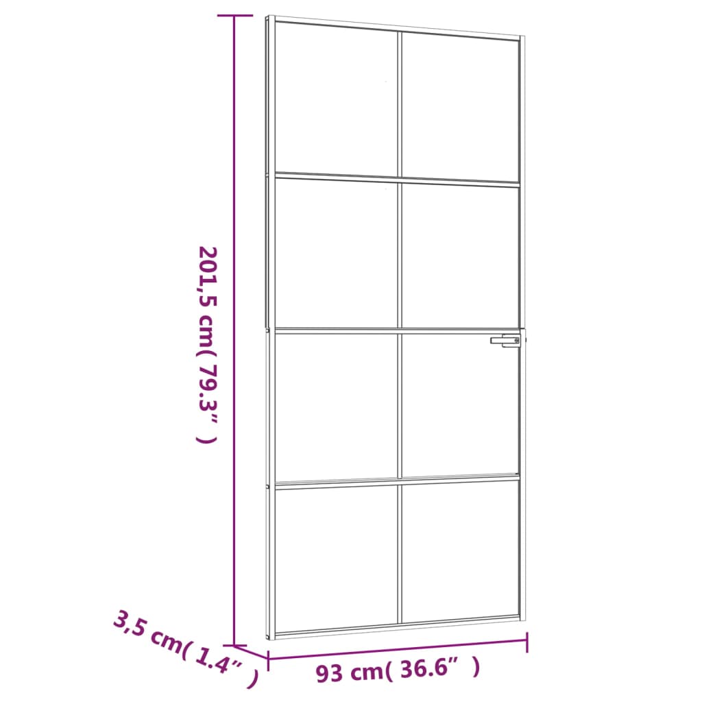 vidaXL Drzwi wewnętrzne, białe, 93x201,5 cm, szkło i aluminium