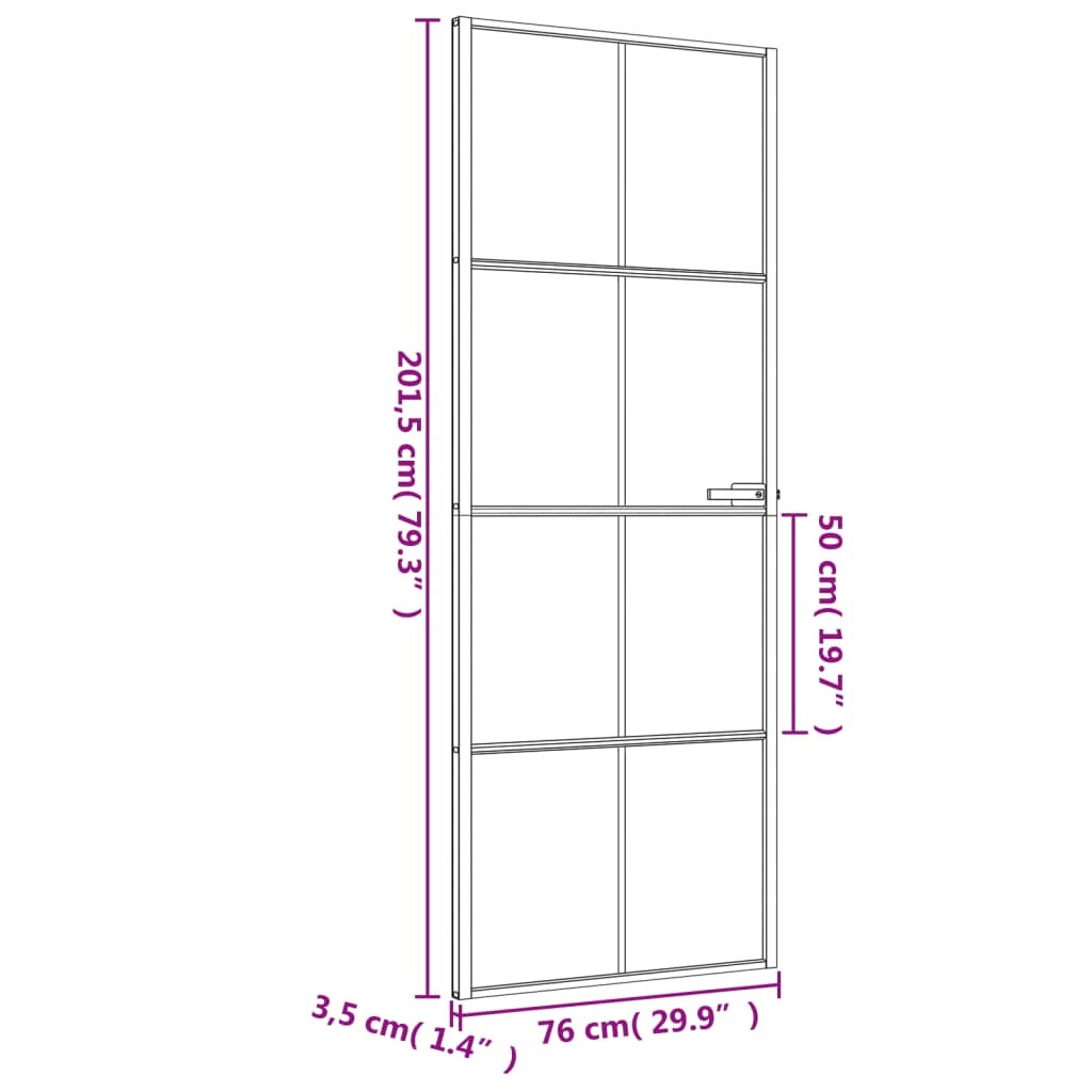 vidaXL Drzwi wewnętrzne, czarne, 76x201,5 cm, szkło i aluminium