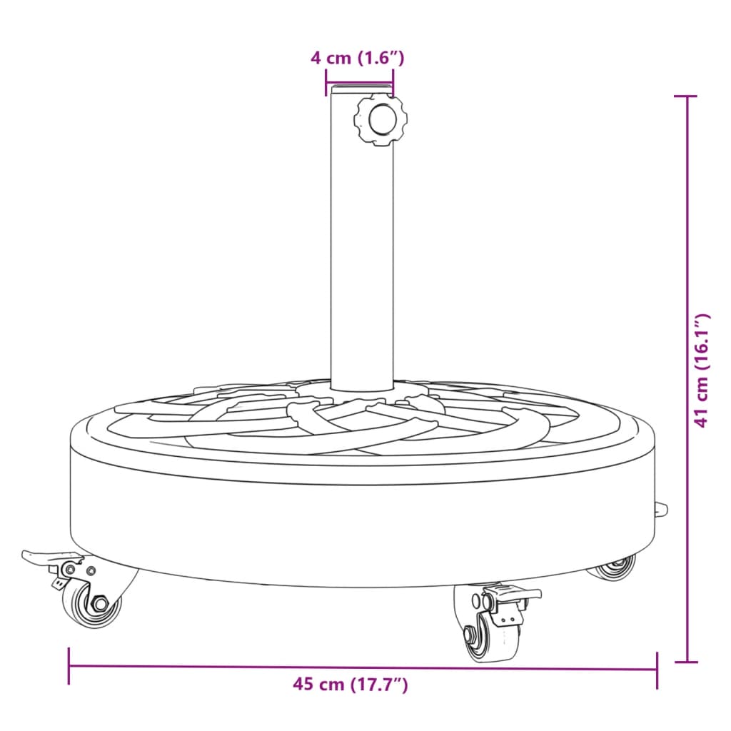 vidaXL Podstawa do parasola, z kółkami, do słupków Ø38/48 mm, 27 kg