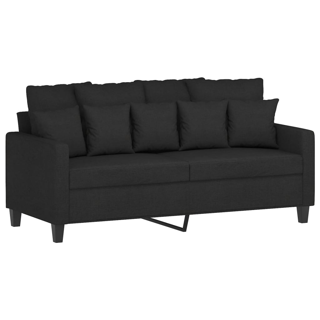 vidaXL Sofa 2-osobowa, czarna, 140 cm, tapicerowana tkaniną