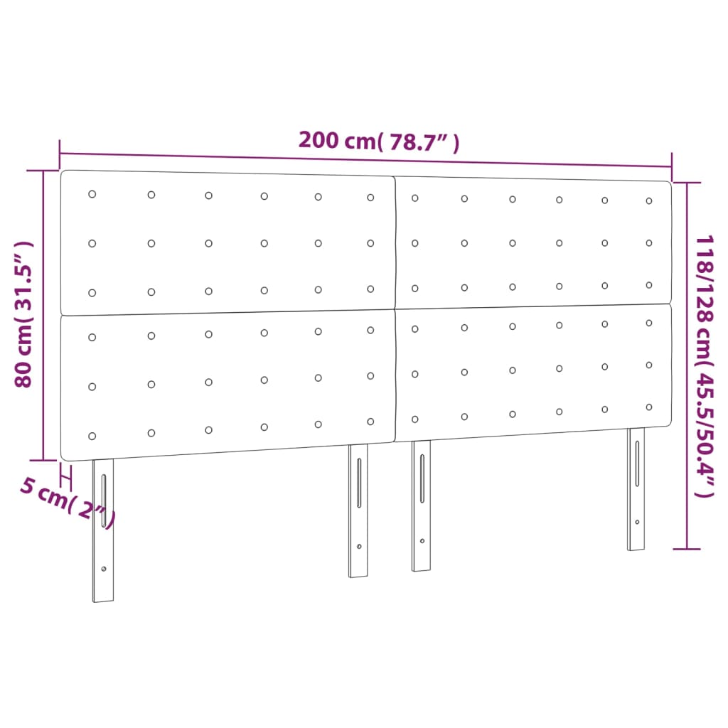 vidaXL Zagłówki do łóżka, 4 szt., biały, 100x5x78/88cm, sztuczna skóra