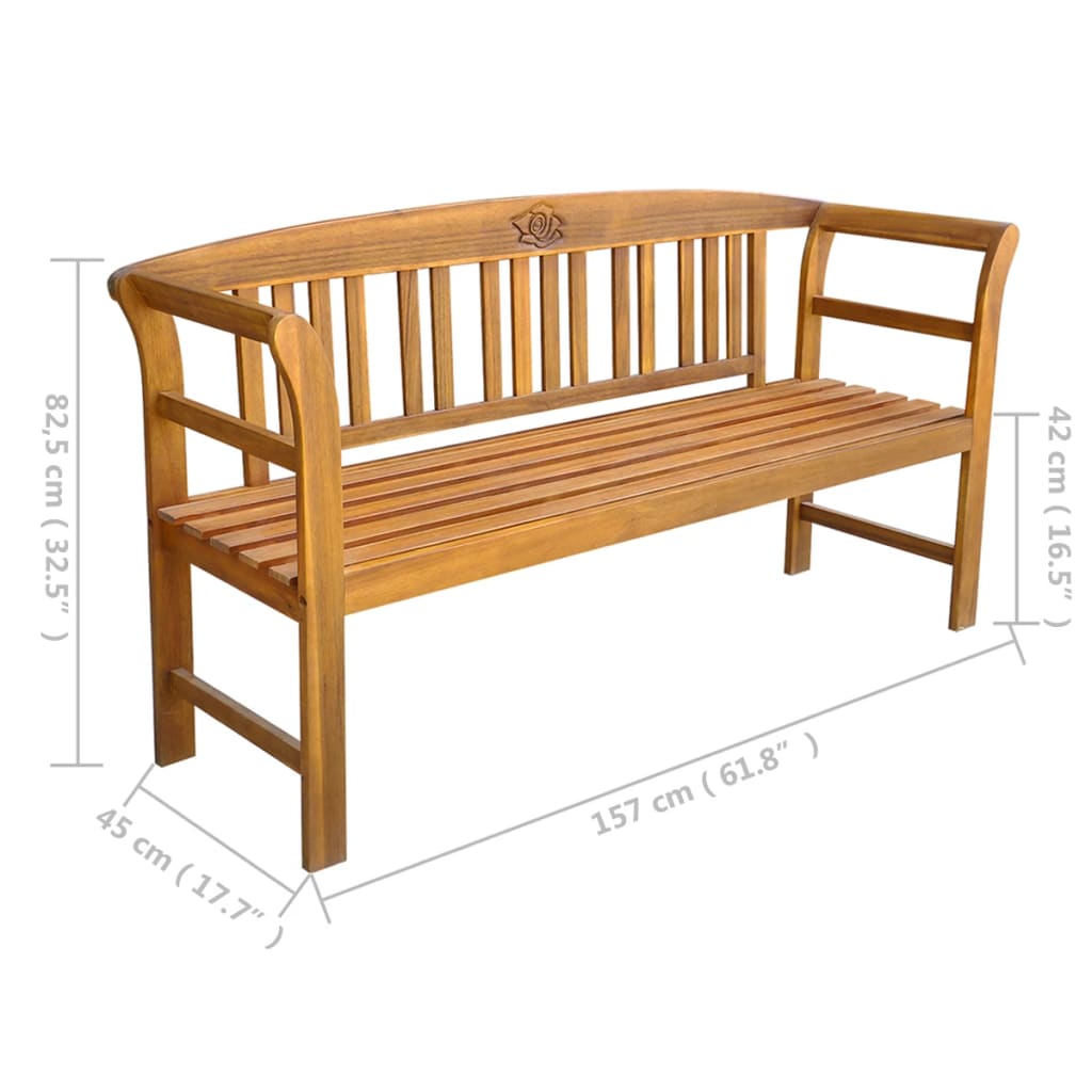 vidaXL Ławka ogrodowa z poduszką, 157 cm, lite drewno akacjowe