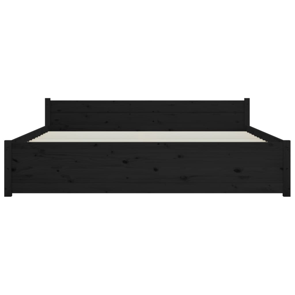 vidaXL Rama łóżka, czarna, lite drewno, 140 x 190 cm