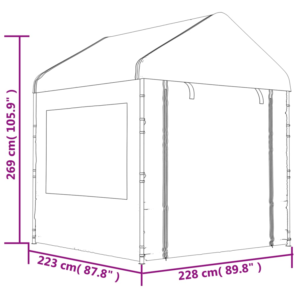 vidaXL Namiot ogrodowy z dachem, biały, 6,69x2,28x2,69 m, polietylen