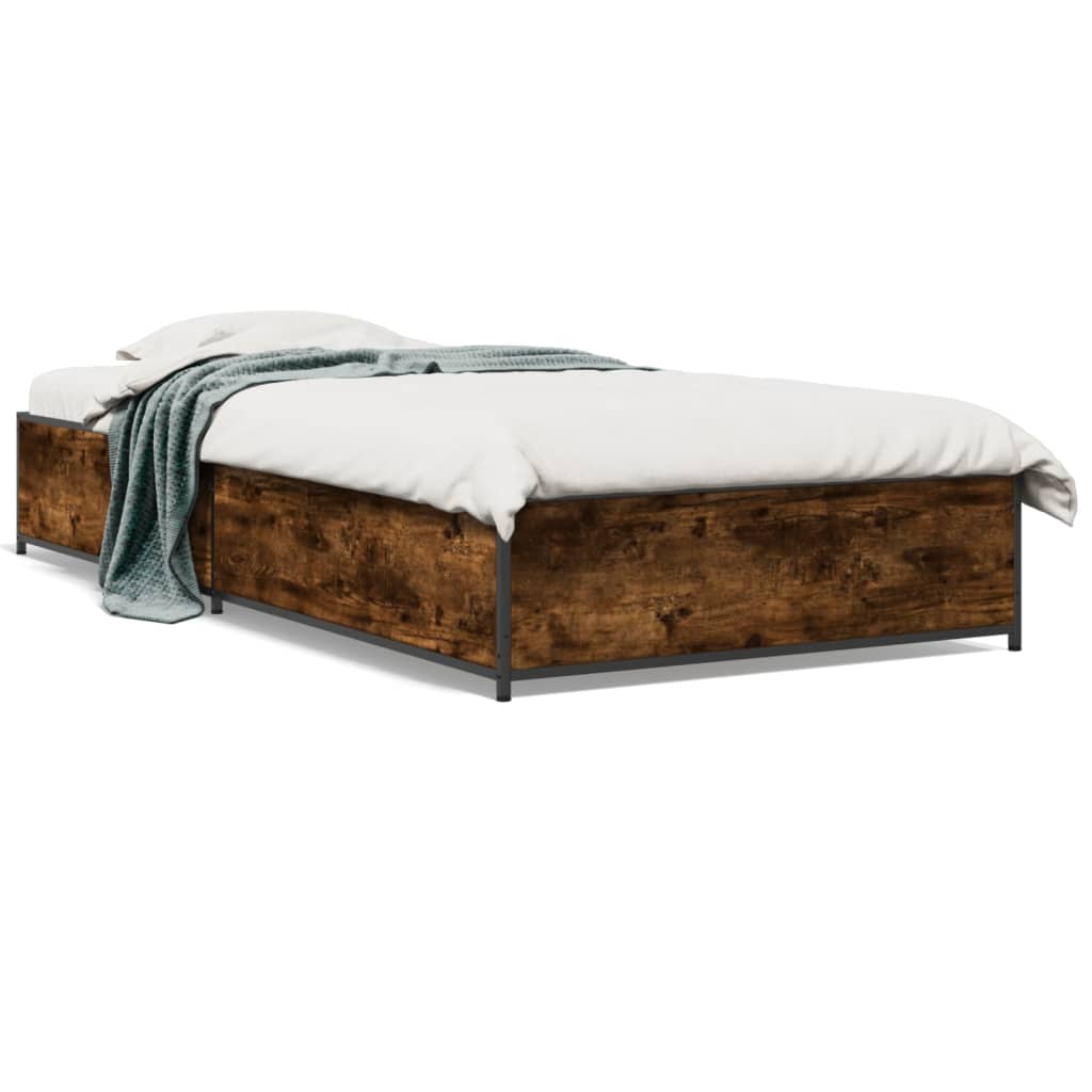 vidaXL Rama łóżka, przydymiony dąb, 90x190 cm, materiał drewnopochodny