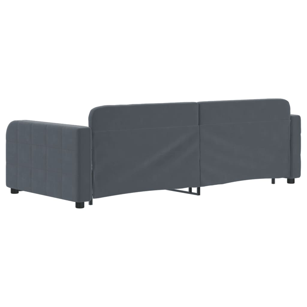 vidaXL Sofa rozsuwana z szufladami, ciemnoszara, 90x200 cm, aksamit