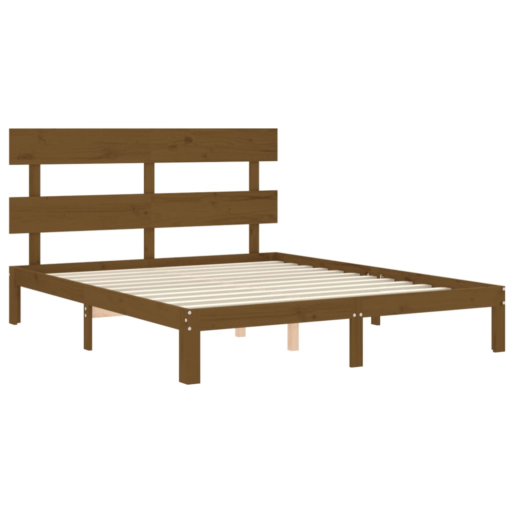 vidaXL Rama łóżka z wezgłowiem, miodowy brąz, 160x200 cm, lite drewno