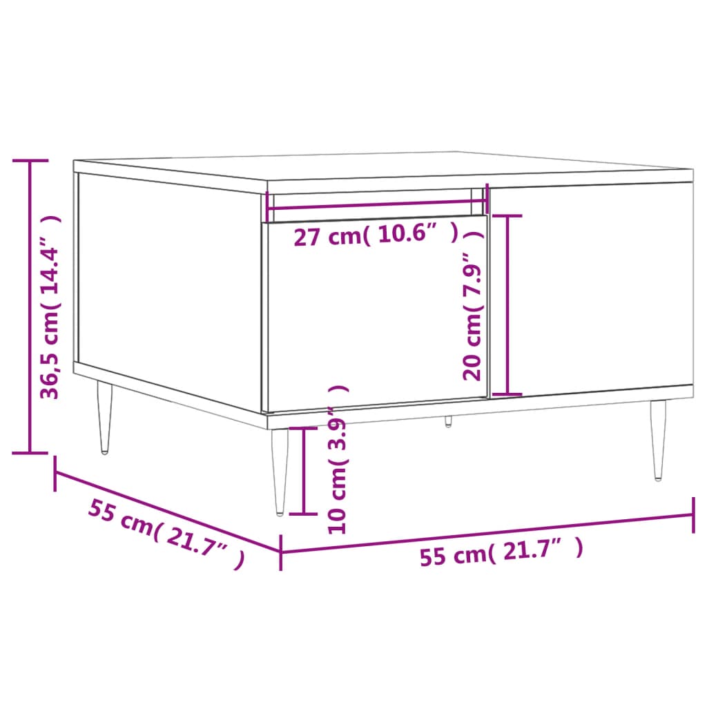 vidaXL Stolik kawowy, dąb sonoma 55x55x36,5 cm materiał drewnopochodny