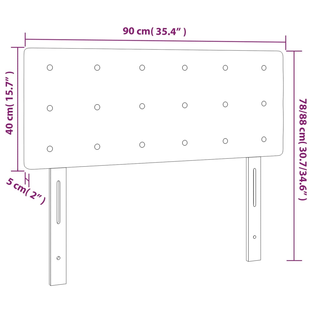 vidaXL Zagłówek do łóżka z LED, brązowy, 90x5x78/88 cm, sztuczna skóra