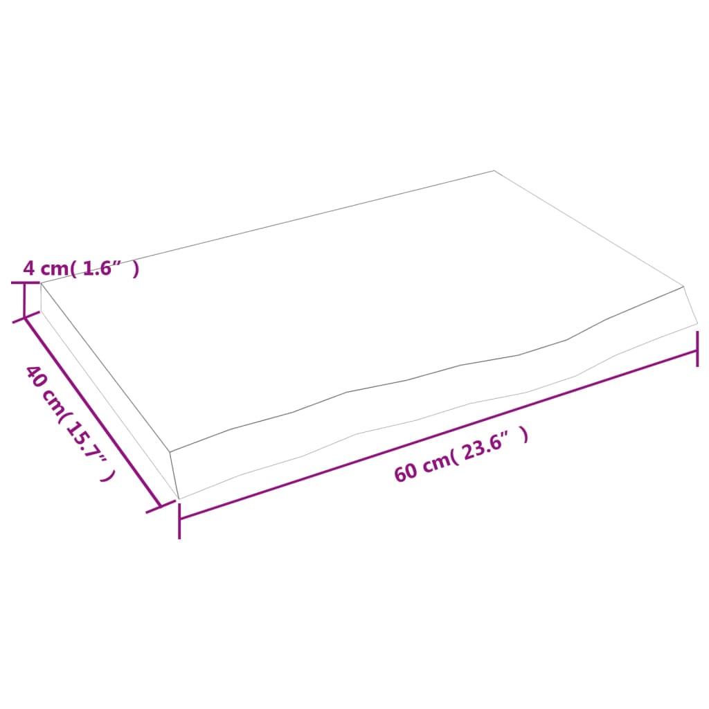 vidaXL Blat do łazienki, ciemnobrązowy, 60x40x(2-4) cm, lite drewno