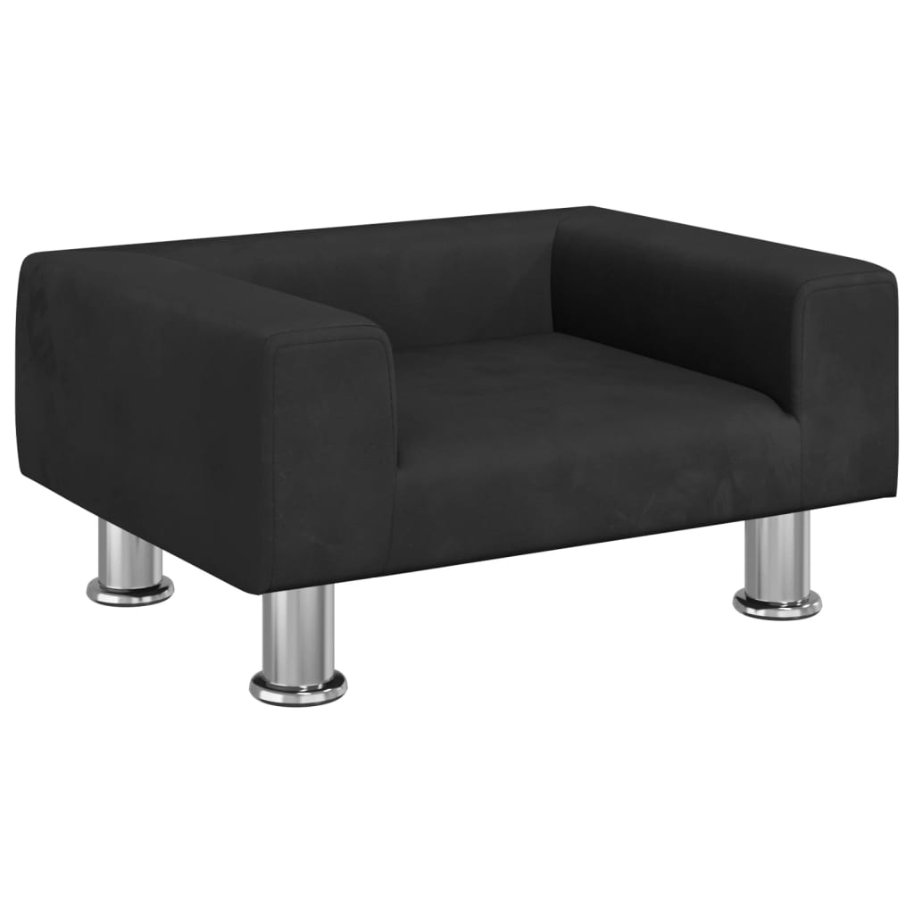 vidaXL Sofa dla dzieci, czarna, 50x40x26,5 cm, aksamitna