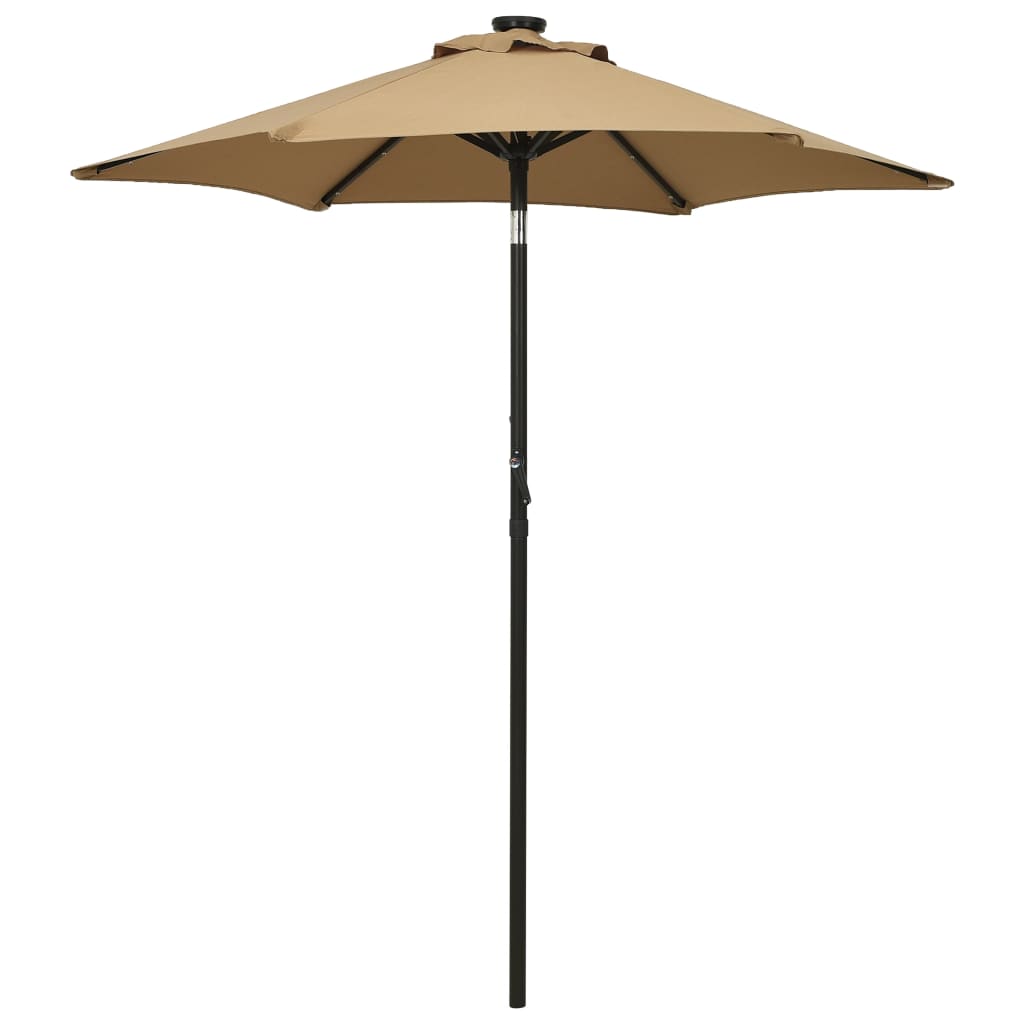 vidaXL Parasol ogrodowy z LED, taupe, 200x211 cm, aluminium