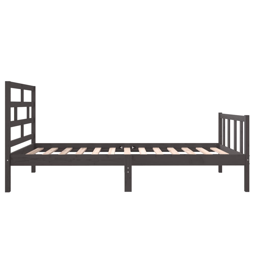 vidaXL Rama łóżka, szara, lite drewno sosnowe, 75x190 cm, pojedyncza