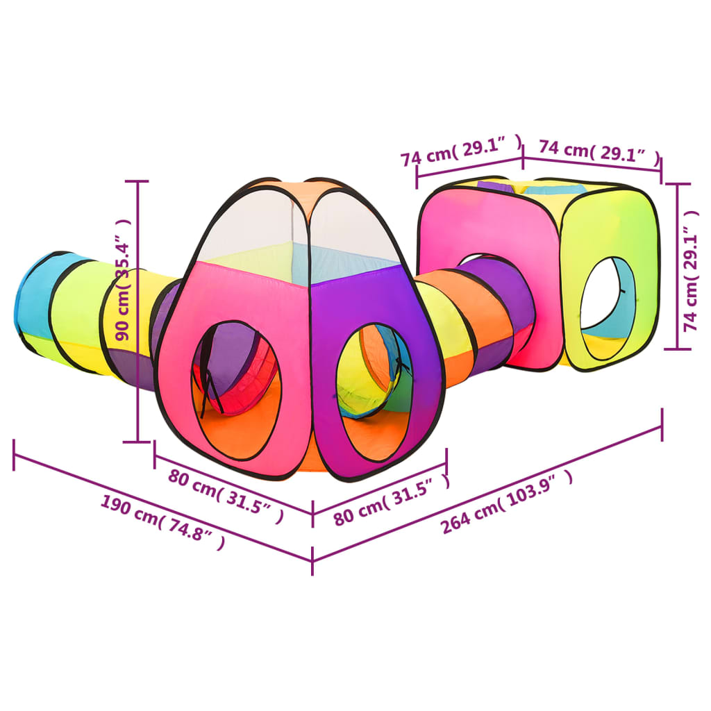 vidaXL Namiot do zabawy z 250 piłeczkami, kolorowy, 190x264x90 cm