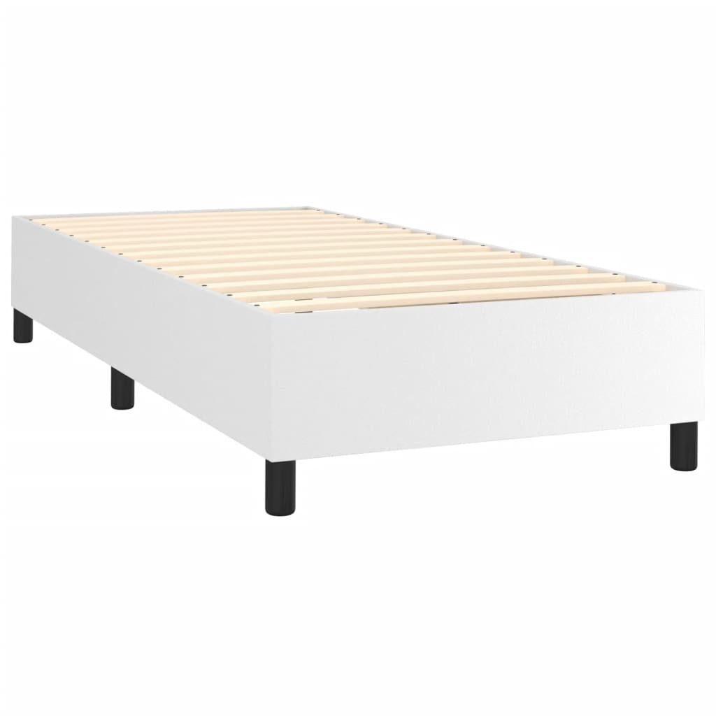 vidaXL Rama łóżka, biała, 90x190 cm, sztuczna skóra