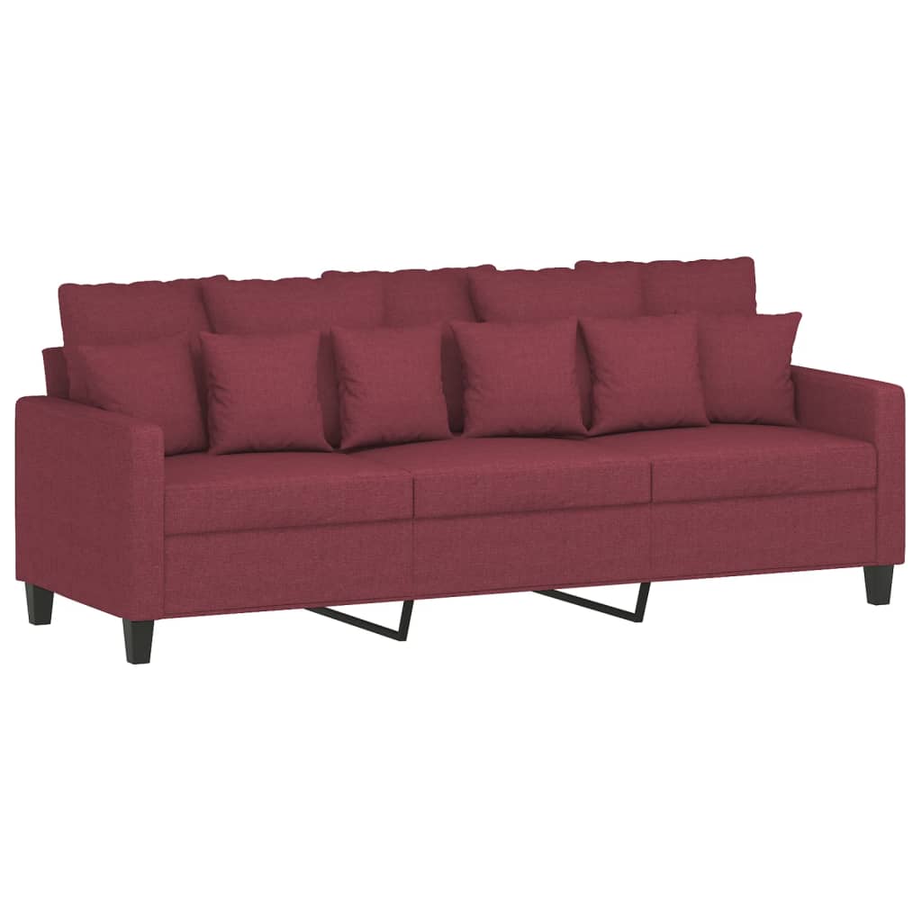 vidaXL Sofa 3-osobowa, winna czerwień, 180 cm,tapicerowana tkaniną