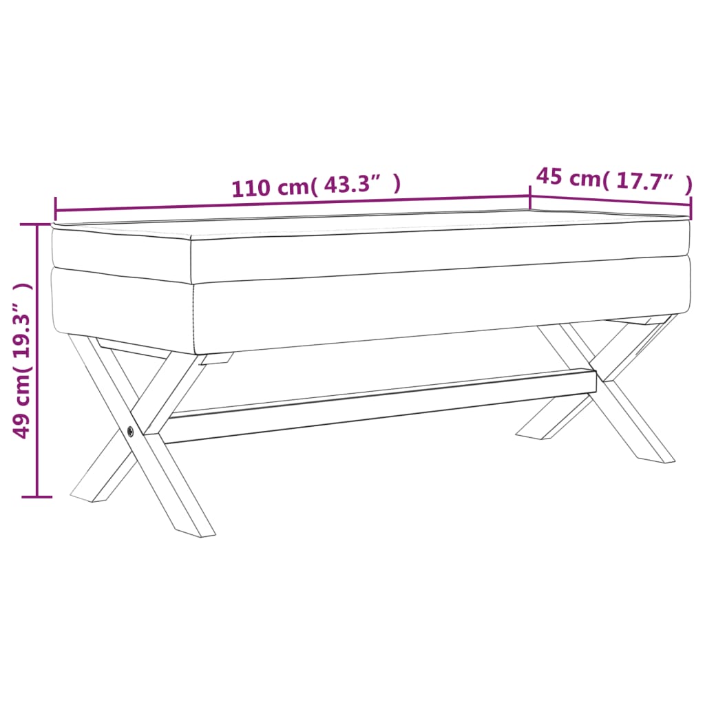 vidaXL Stołek ze schowkiem, różowy, 110x45x49 cm, aksamit