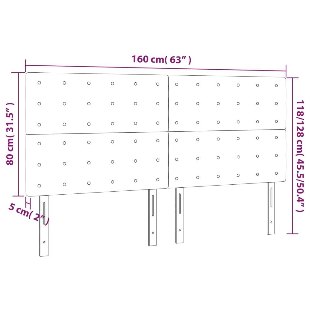 vidaXL Zagłówek do łóżka z LED, taupe, 160x5x118/128 cm, tkanina