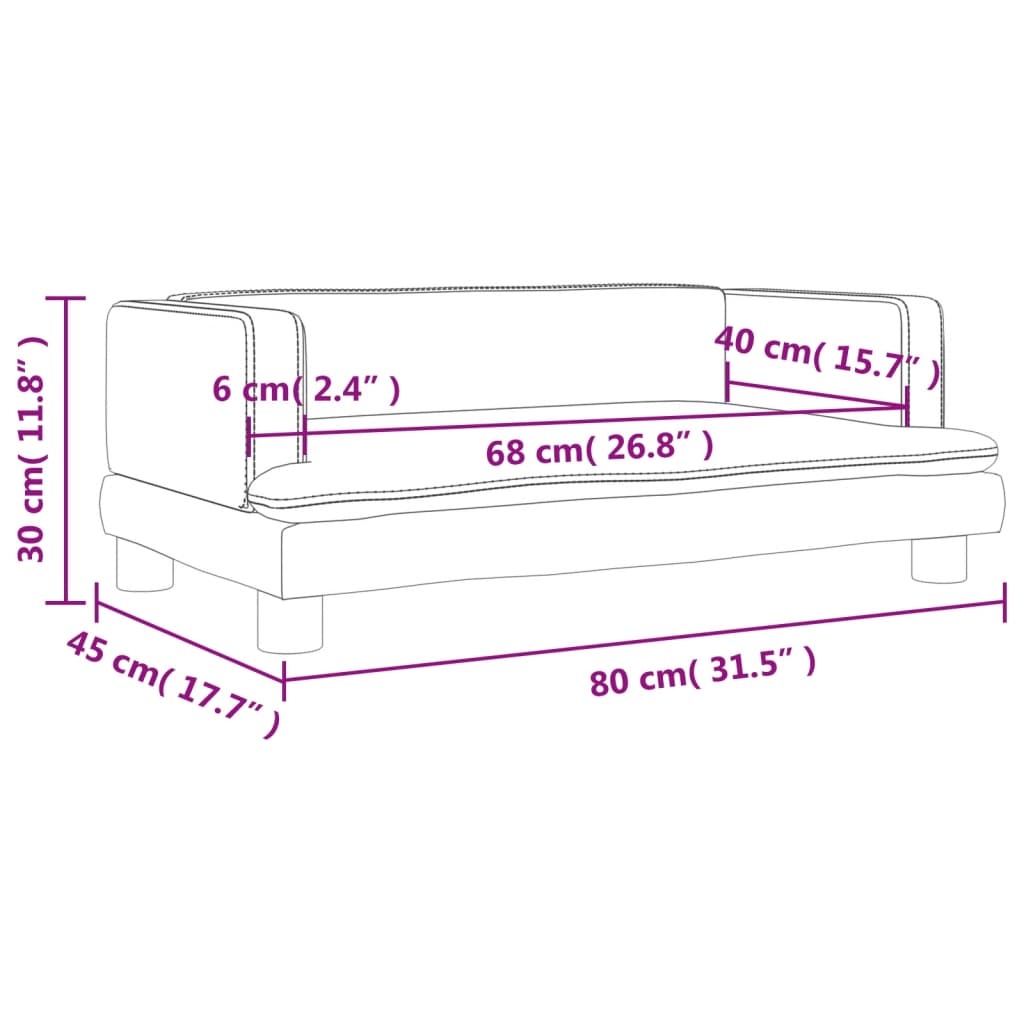 vidaXL Sofa dla dzieci, kremowa, 80x45x30 cm, aksamit