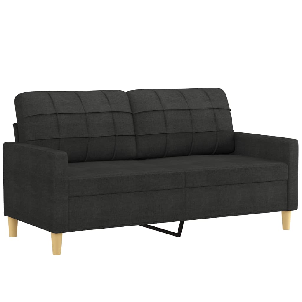 vidaXL Sofa 2-osobowa, czarna, 140 cm, tapicerowana tkaniną