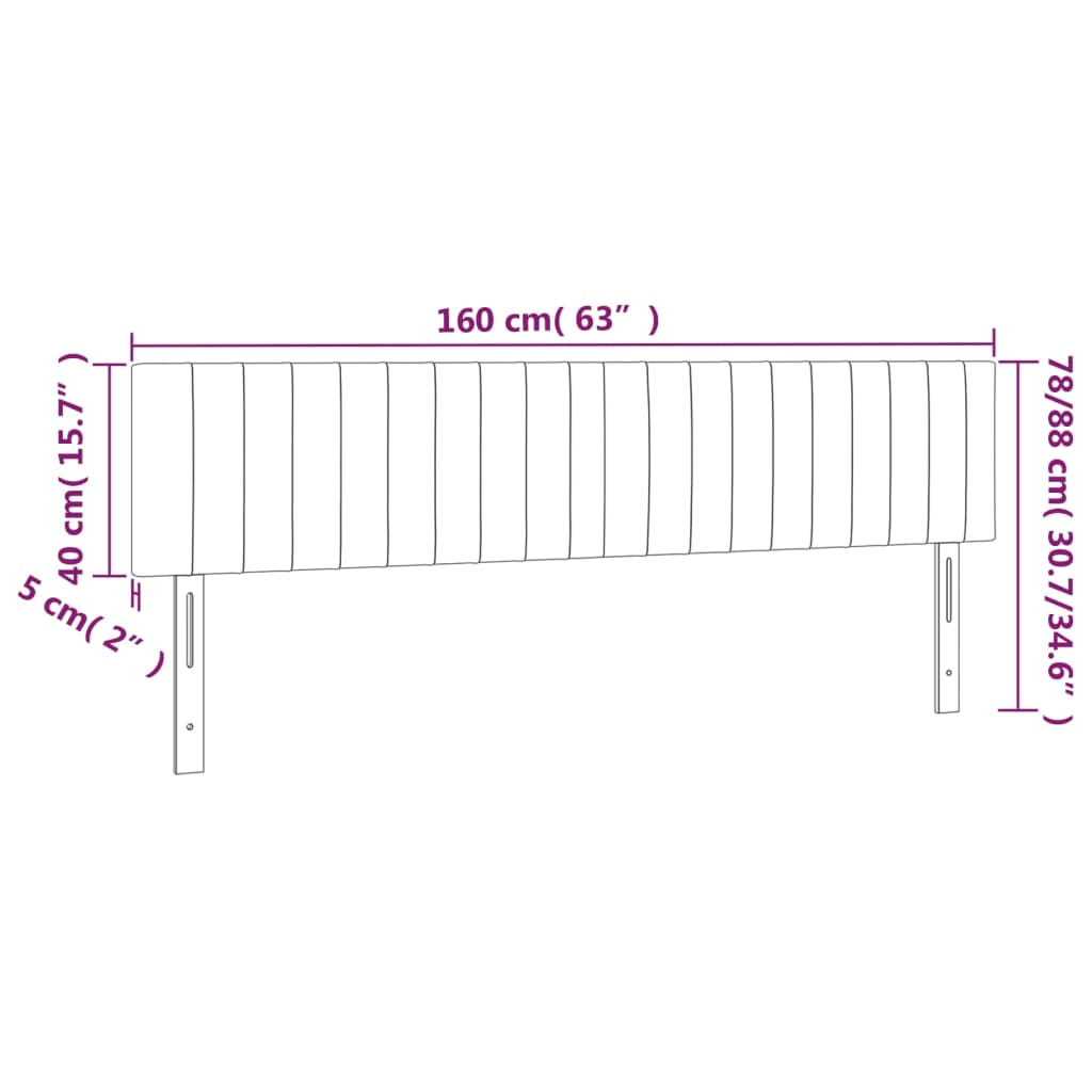 vidaXL Zagłówek do łóżka z LED, taupe, 160x5x78/88 cm, tkanina