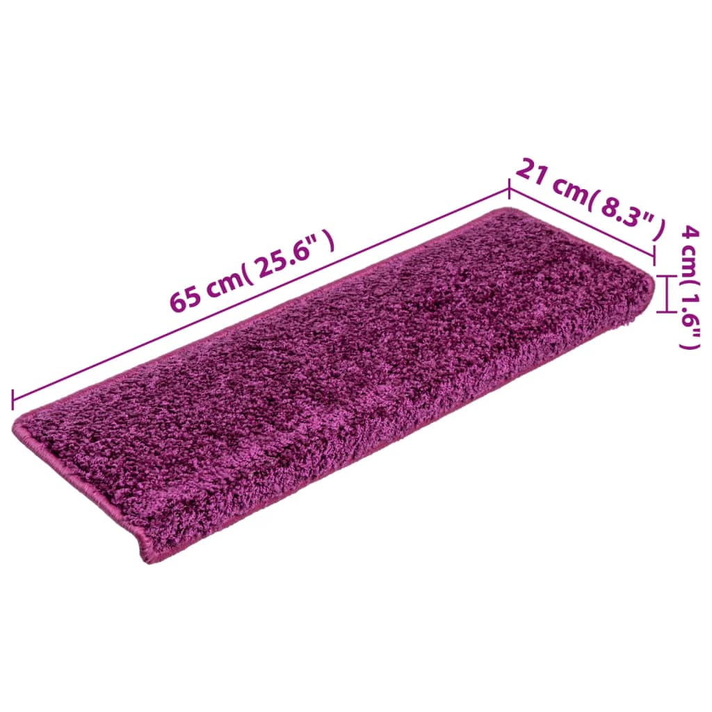 vidaXL Nakładki na schody, 15 szt., 65x21x4 cm, fioletowe