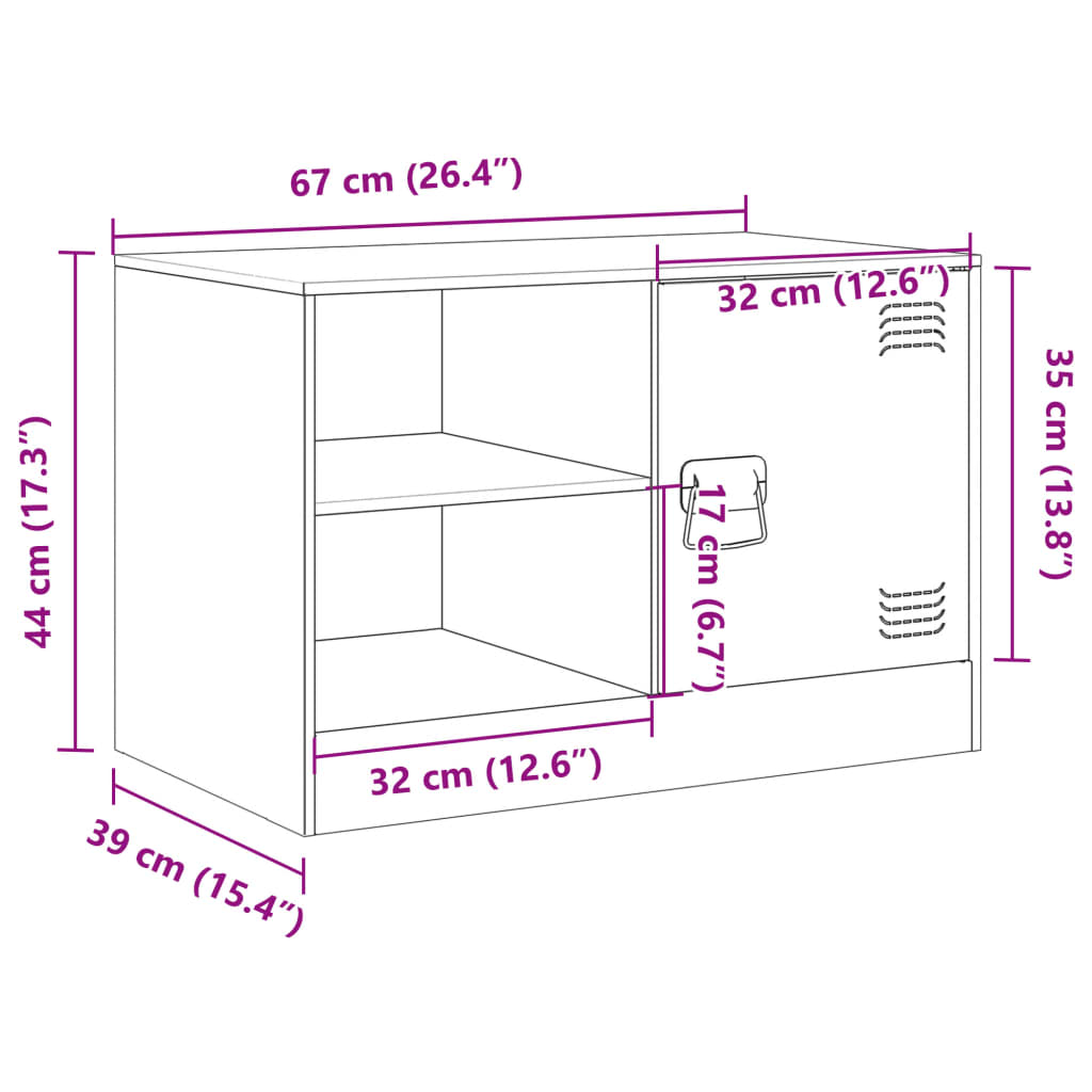 vidaXL Szafki pod telewizor, 2 szt., antracytowe, 67x39x44 cm, stalowe