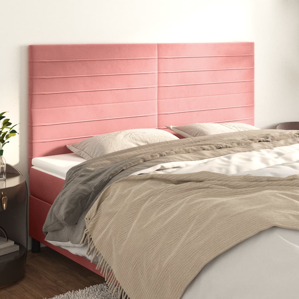 vidaXL Zagłówki do łóżka, 4 szt., różowy, 80x5x78/88 cm, aksamit