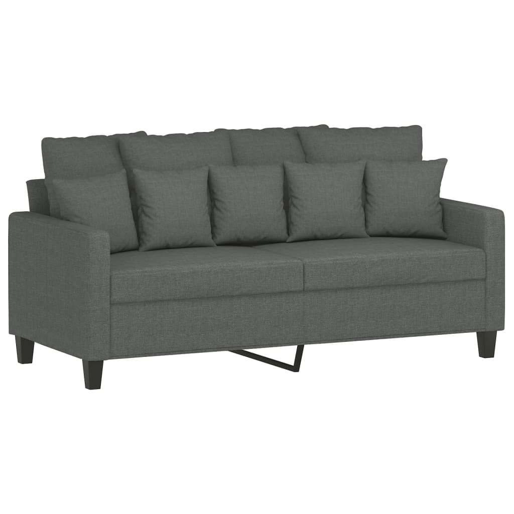 vidaXL Sofa 2-osobowa, ciemnoszara, 140 cm, tapicerowana tkaniną