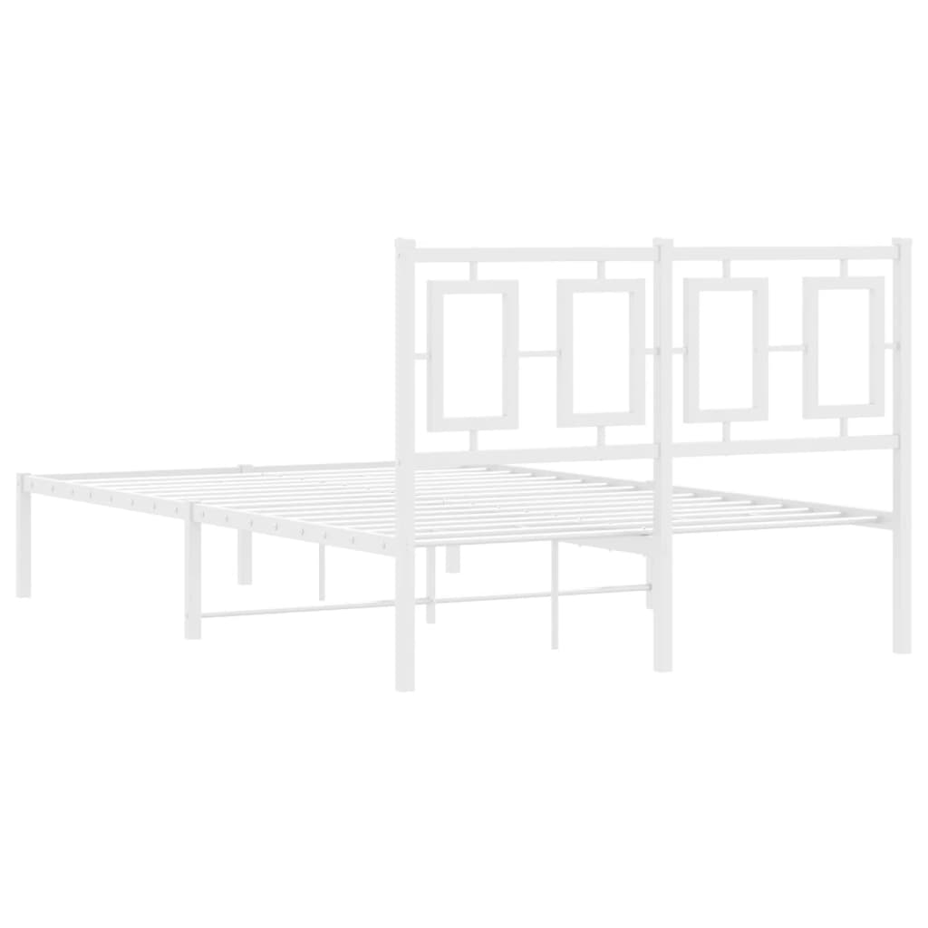 vidaXL Metalowa rama łóżka z wezgłowiem, biała, 120x200 cm
