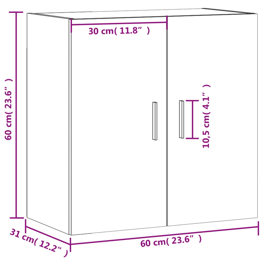 vidaXL Szafka wisząca, biała, 60x31x60 cm, materiał drewnopochodny