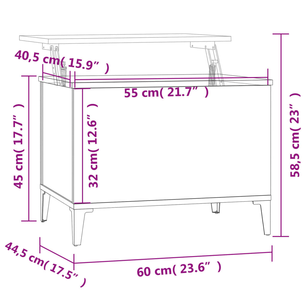 vidaXL Stolik kawowy, dąb sonoma 60x44,5x45 cm materiał drewnopochodny