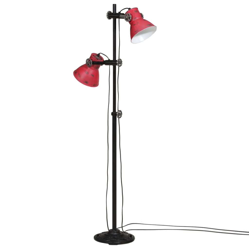 vidaXL Lampa stojąca, 25 W, postarzany czerwony, 25x25x90/160 cm, E27