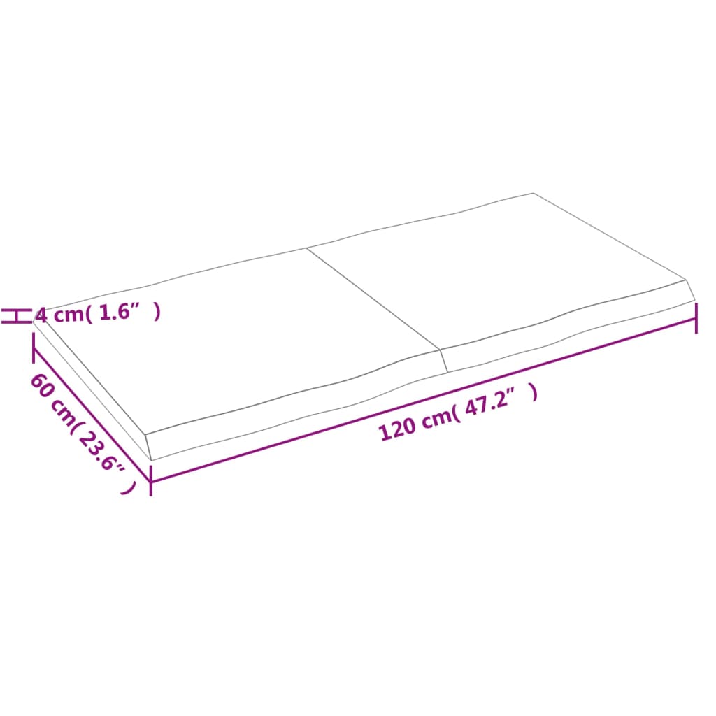 vidaXL Blat stołu, 120x60x(2-4)cm surowy, lity dąb naturalną krawędzią