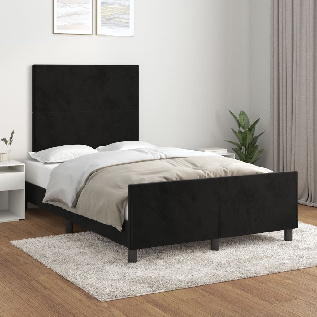 vidaXL Rama łóżka z wezgłowiem, czarna, 120x190 cm, aksamit