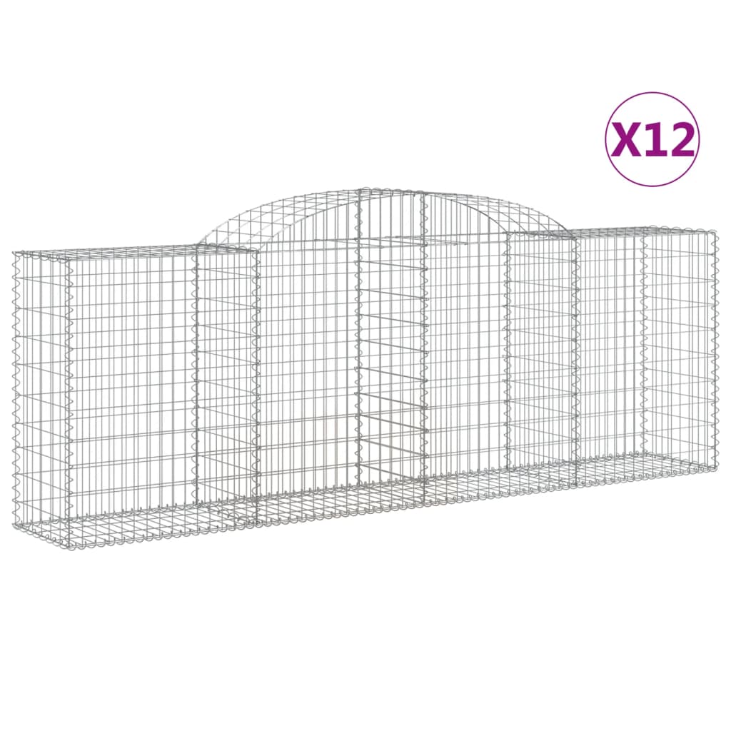 vidaXL Kosze gabionowe, 12 szt, 300x50x100/120cm, galwanizowane żelazo