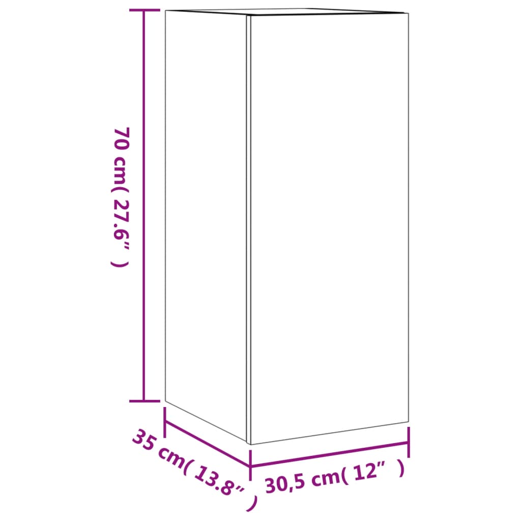 vidaXL Ścienna szafka TV z LED, brązowy dąb, 30,5x35x70 cm