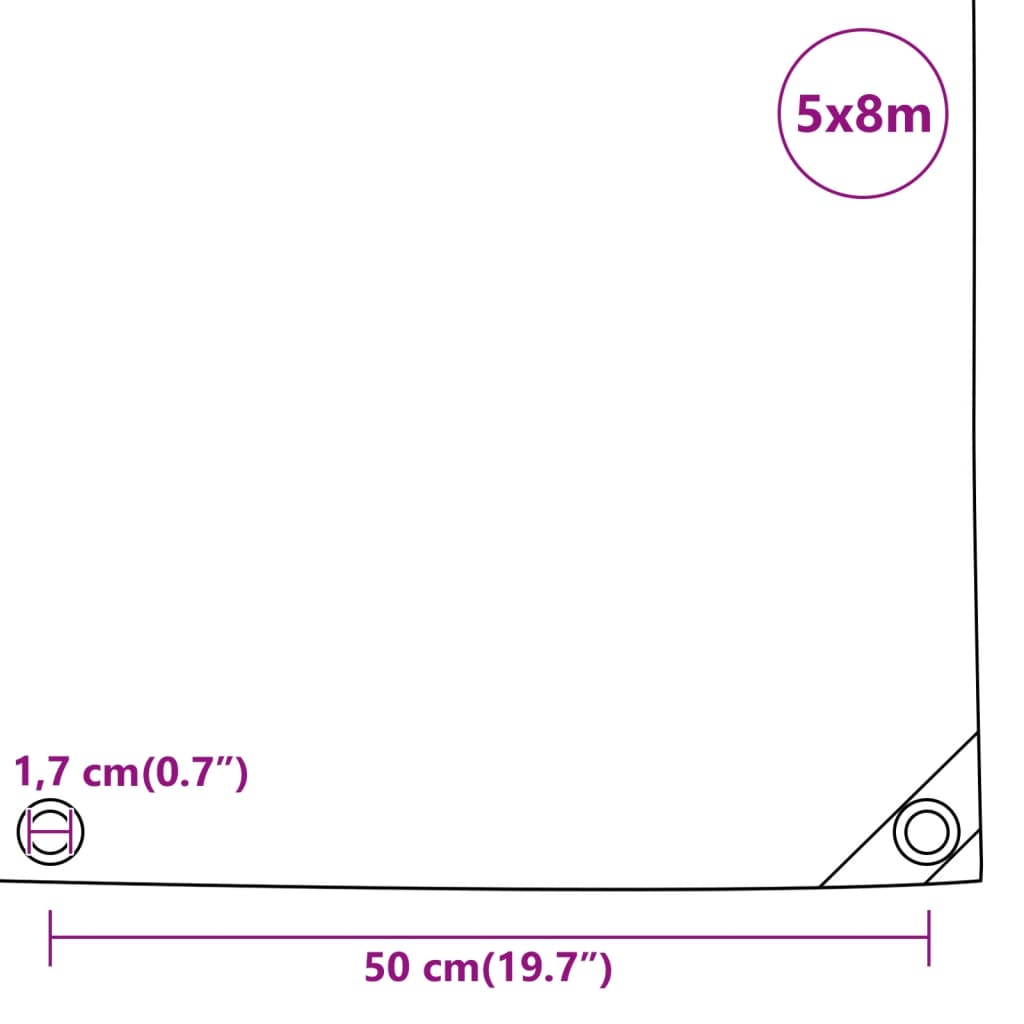 vidaXL Plandeka, czarna, 5x8 m, 650 g/m²