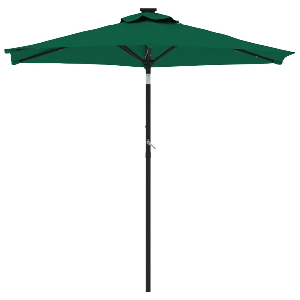 vidaXL Parasol ogrodowy LED, stalowy słupek, zielony, 225x225x212 cm