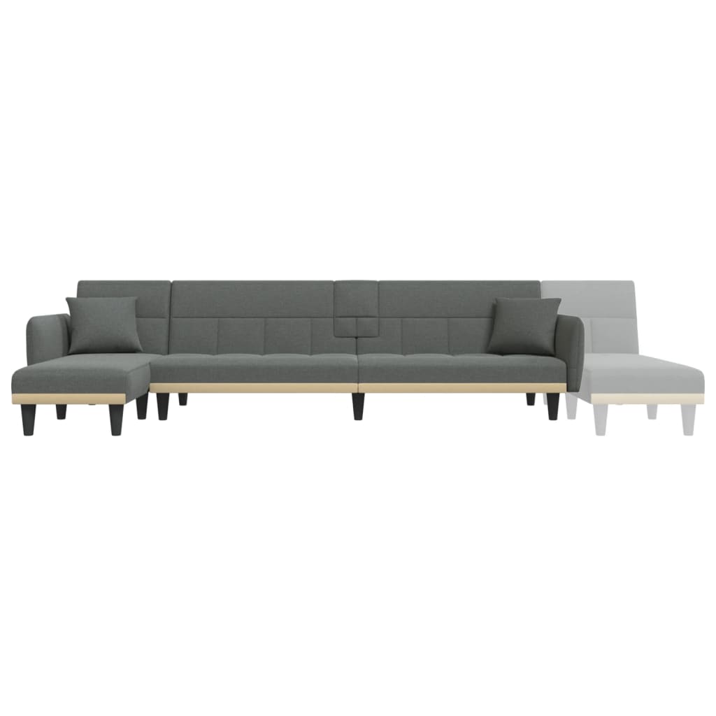 vidaXL Sofa rozkładana L, ciemnoszara, 275x140x70 cm, tkanina