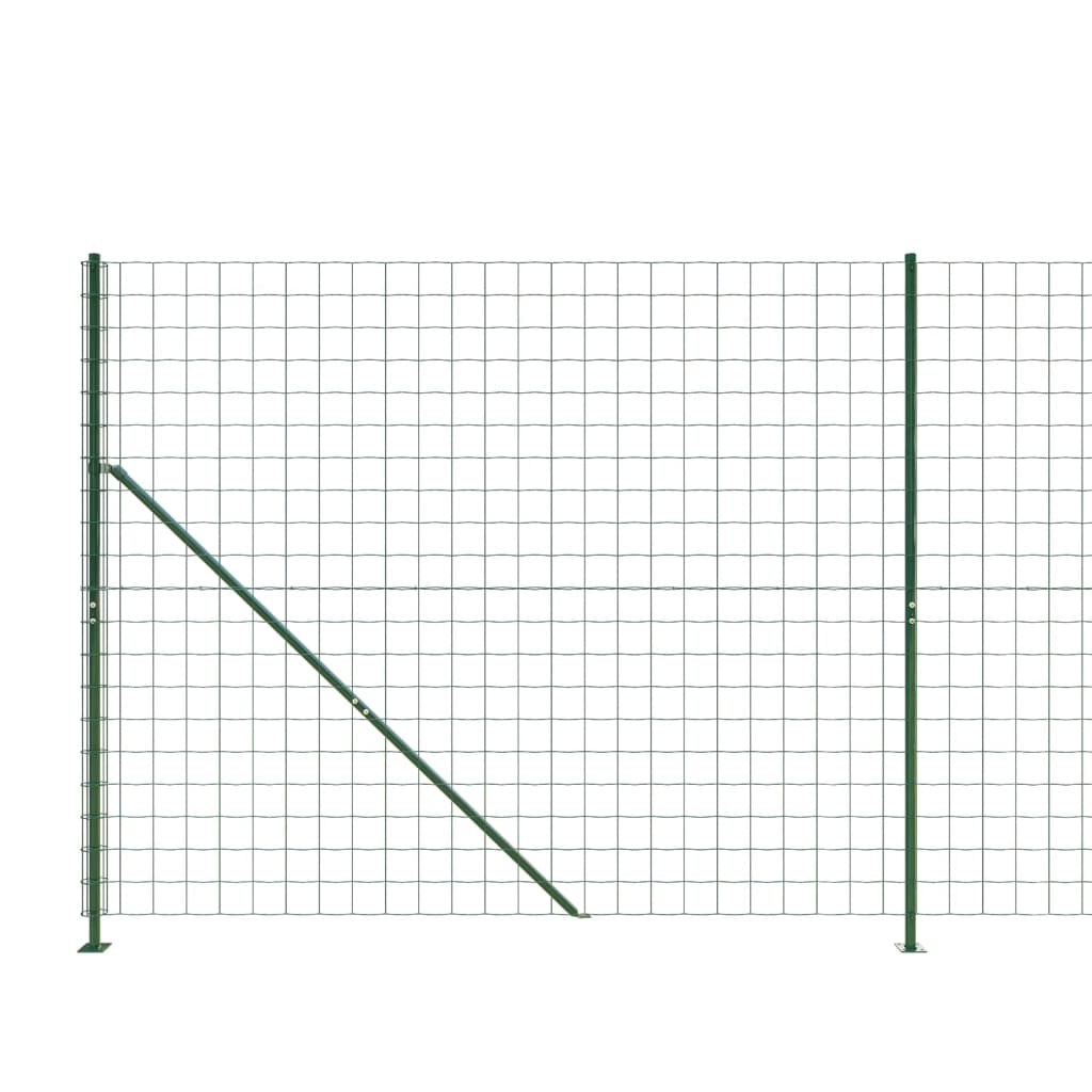 vidaXL Ogrodzenie z siatki, ze stopami słupków, zielone, 1,4x25 m