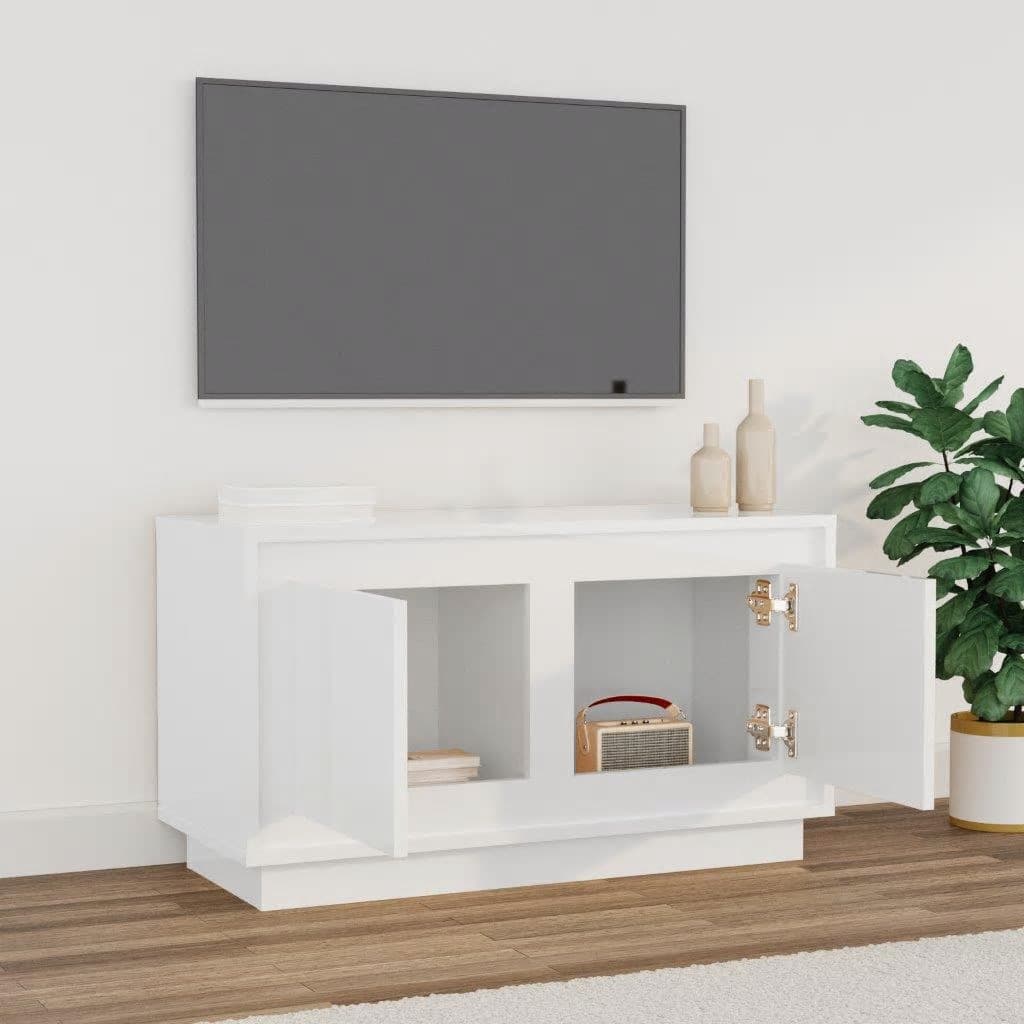 vidaXL Szafka pod TV, biała, połysk, 80x35x45 cm